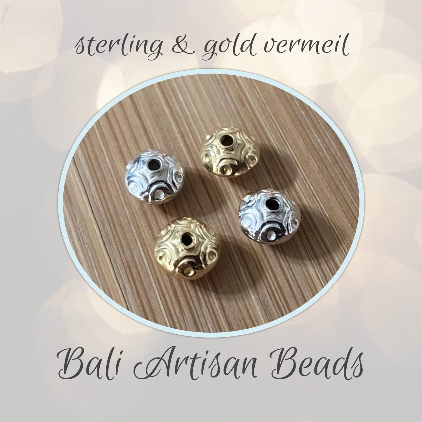 Bali Embossed Saucer Beads, 6mm x 8mm (1.3mm hole) - sold individually