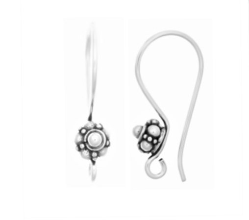 Bali Medallion Ear Wires Gold Vermeil or Sterling Silver, 21mm long, 20 gauge - sold by the pair