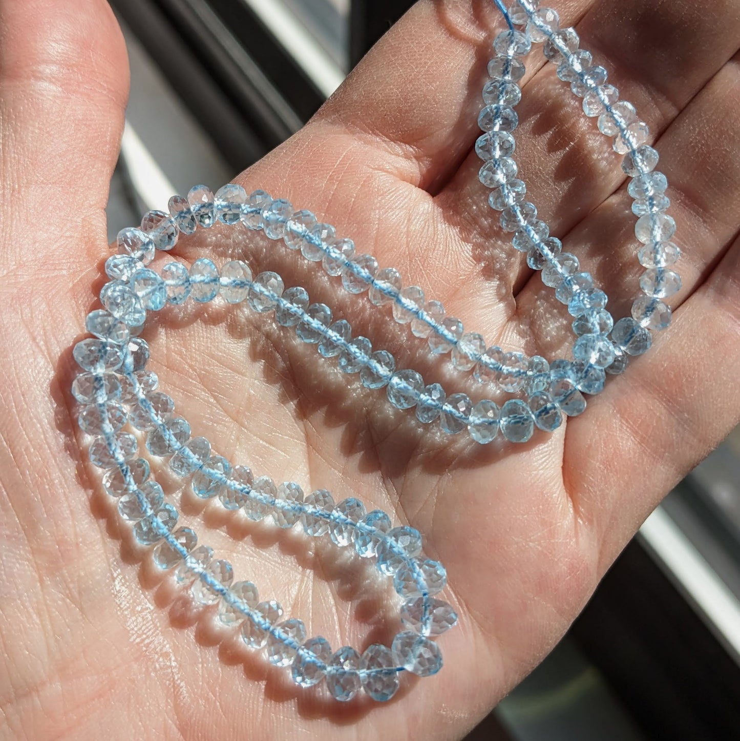 AAA grade Sky Blue Topaz Faceted Rondelle Beads - Matched Pairs for Earrings (2 beads per lot)